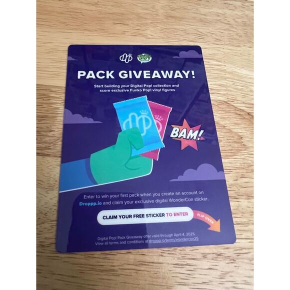 NEW UNSCRATCHED Funko Pop DP-Exclusive Digital Sticker-Wondercon-Convention Card - Picture 2 of 2